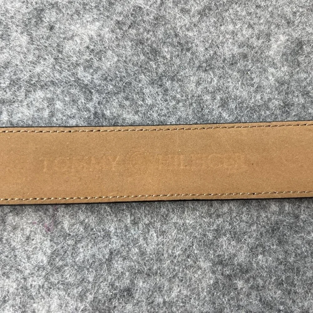 Tommy Hilfiger Mens Belt Black Leather Silver Buckle Dress Classic Formal Preppy